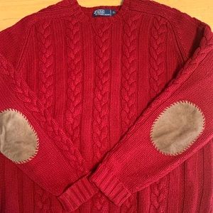 Polo Ralph Lauren XL Red knit linen wool sweater